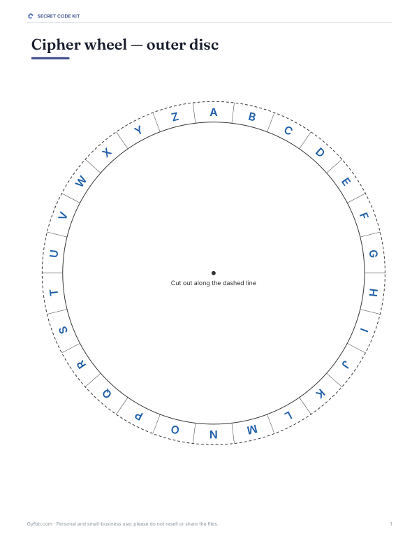 Preview of Printable Cipher Wheel Outer Disc
