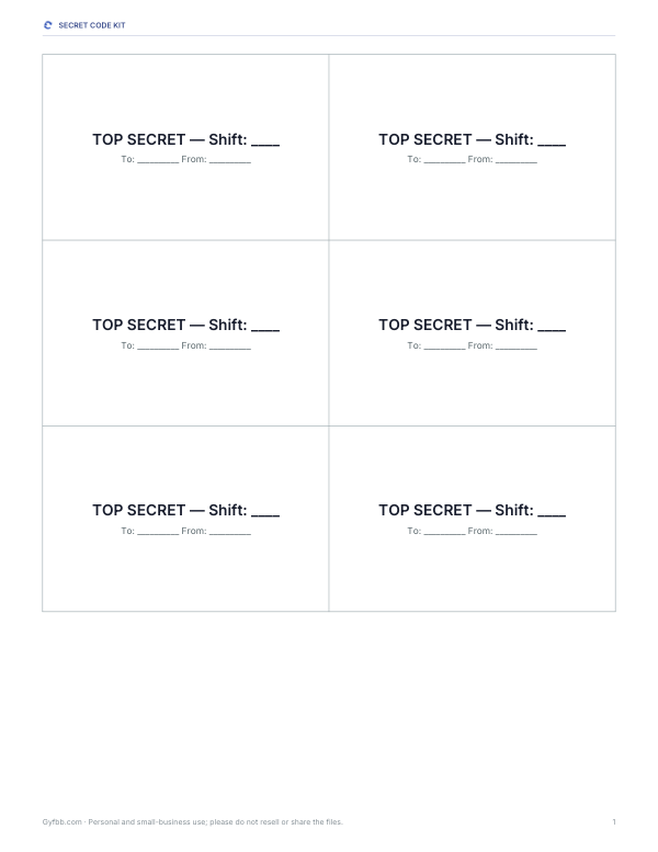 Preview of Printable Rot13 Message Notes